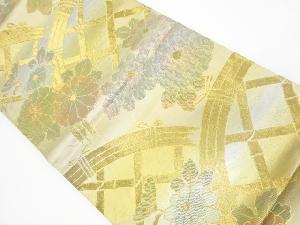アンティーク　籠目に菊模様織出し袋帯（材料）